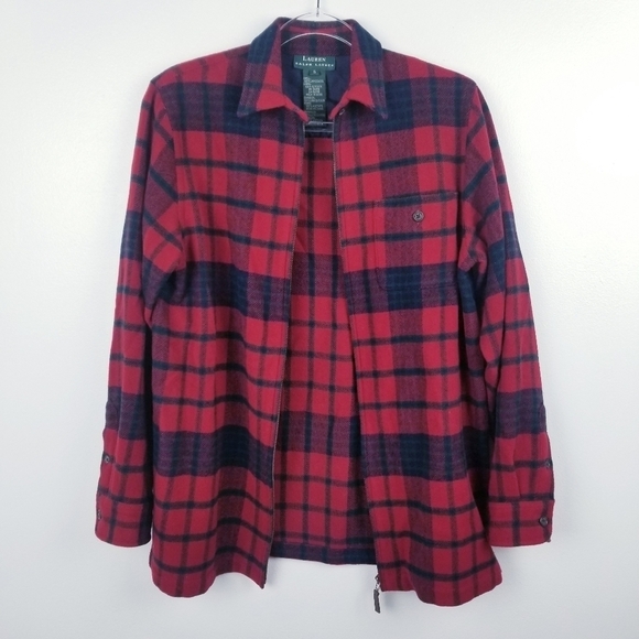 Ralph Lauren 100% Lambswool Plaid Zip Blazer size Small - Picture 9 of 9